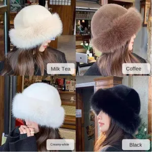 Mongolian Hat Women's Cotton Hat Warm and Eye-catching Versatile Ear Protection Water Bucket Plush Basin Hat