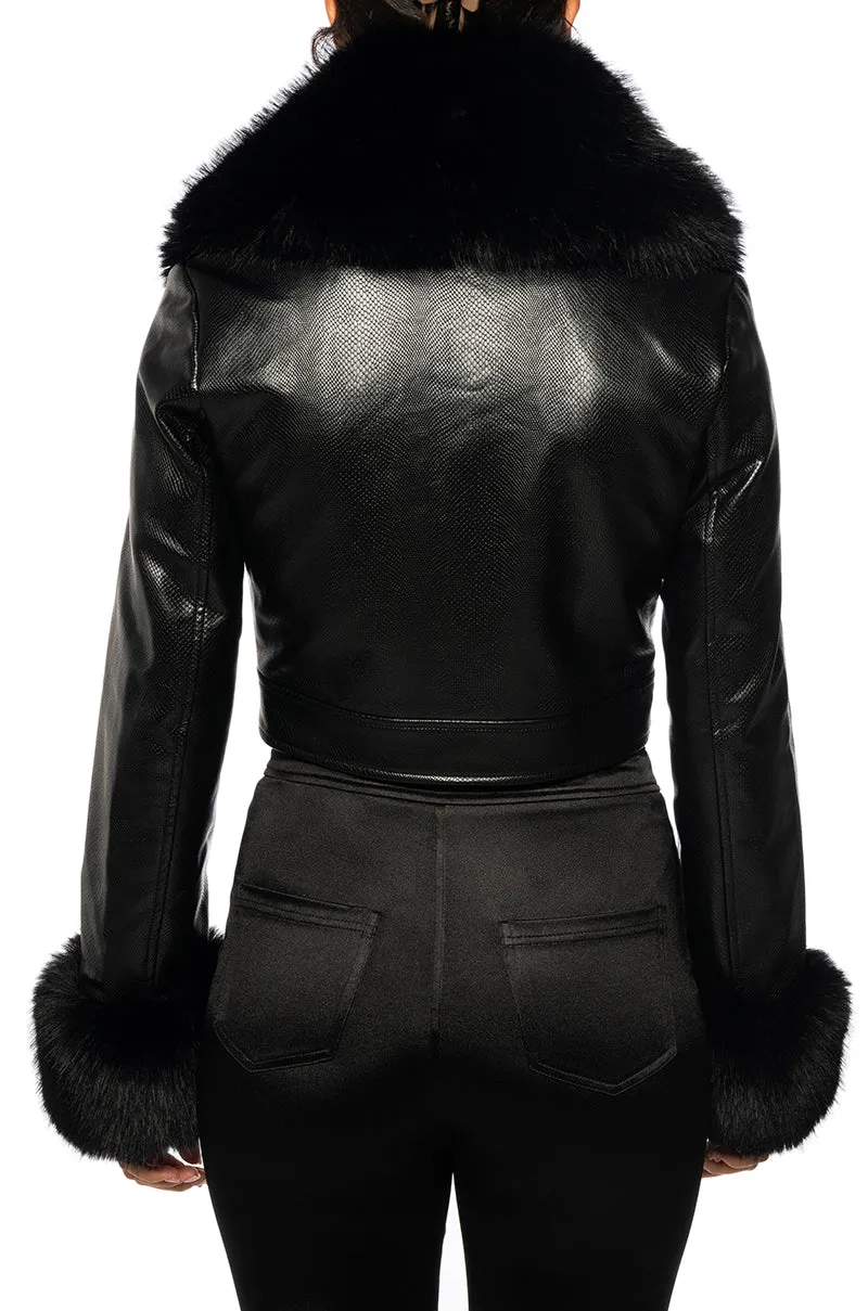 NEW-GISELE BLACK FAUX FUR JACKET