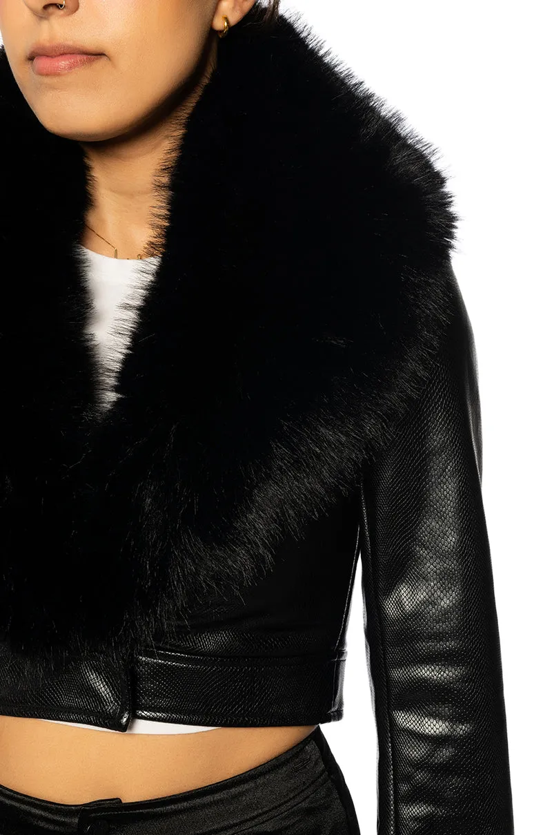 NEW-GISELE BLACK FAUX FUR JACKET