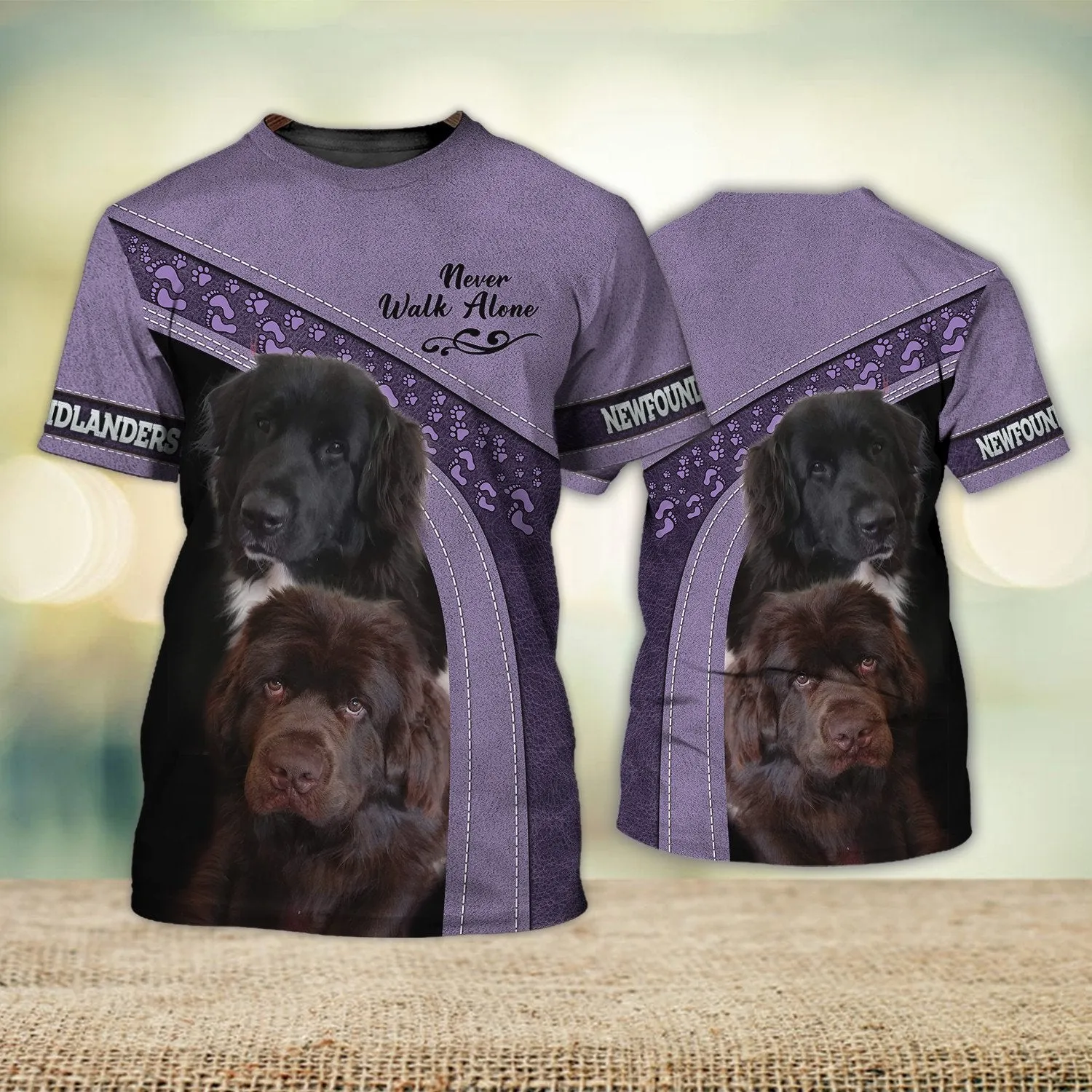 Newfoundland Love Never Walk Alone 3D Full Print Shirts, Shirt For Dog Lovers, Dog Memorial Gifts for loss of Dog