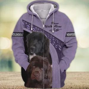 Newfoundland Love Never Walk Alone 3D Full Print Shirts, Shirt For Dog Lovers, Dog Memorial Gifts for loss of Dog