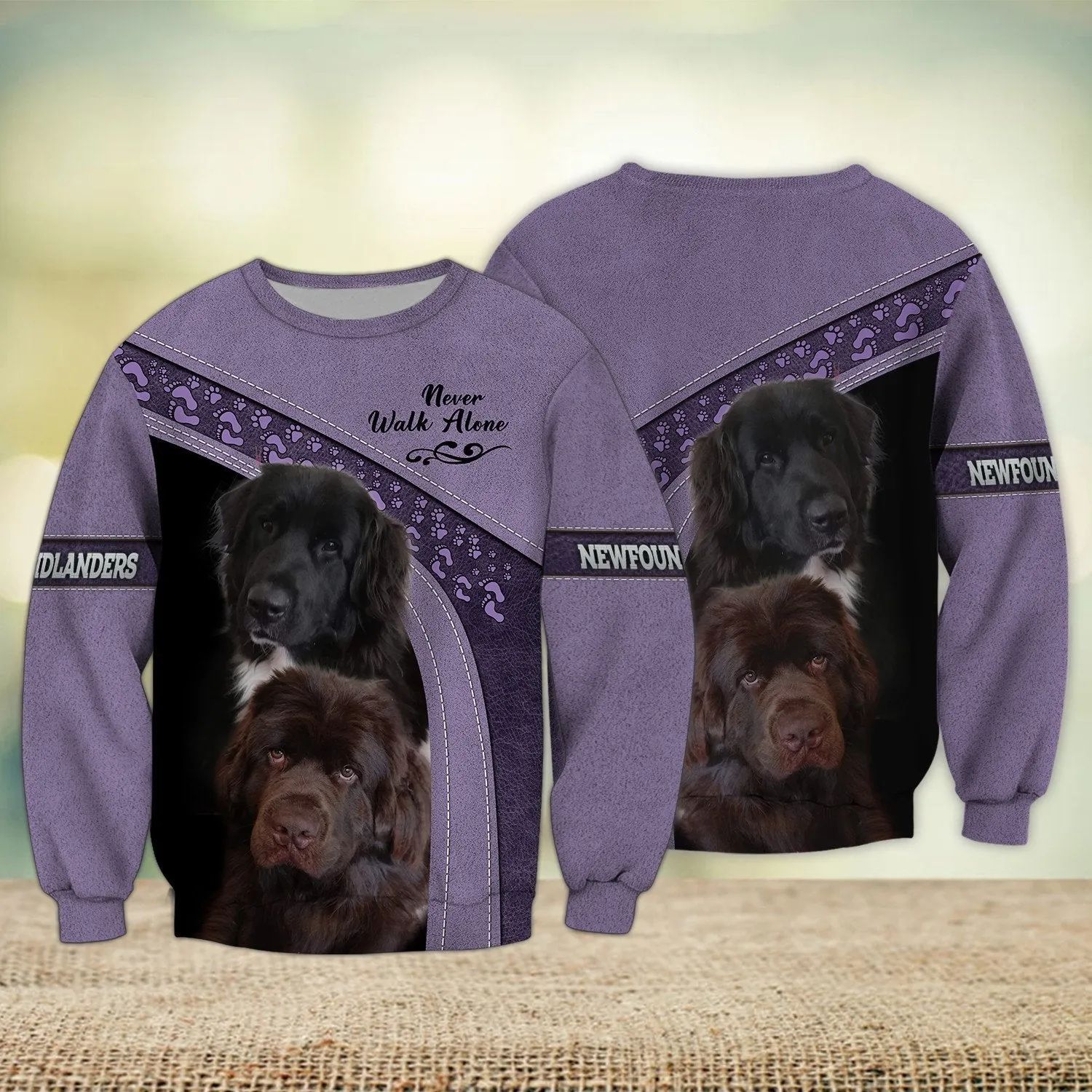 Newfoundland Love Never Walk Alone 3D Full Print Shirts, Shirt For Dog Lovers, Dog Memorial Gifts for loss of Dog