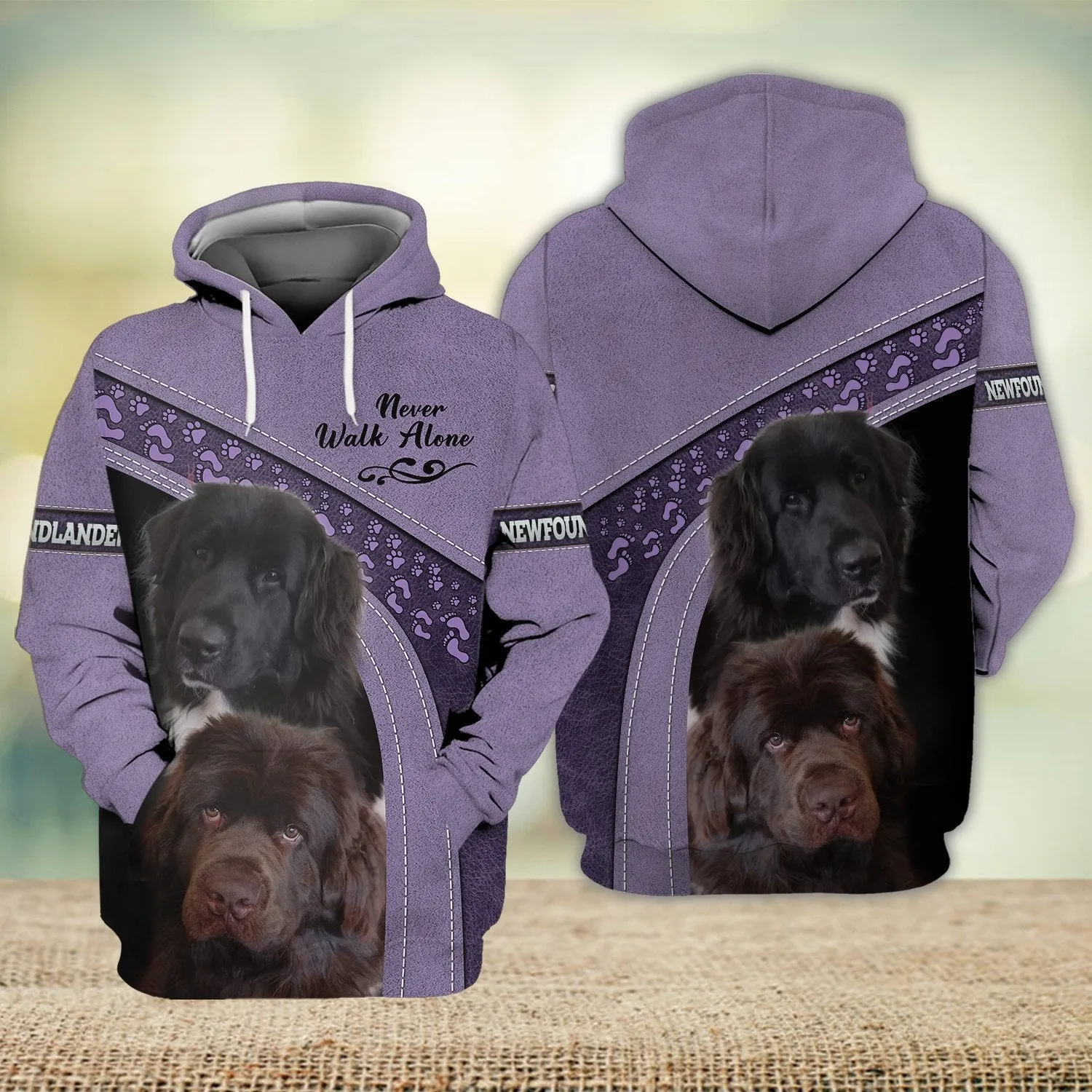 Newfoundland Love Never Walk Alone 3D Full Print Shirts, Shirt For Dog Lovers, Dog Memorial Gifts for loss of Dog