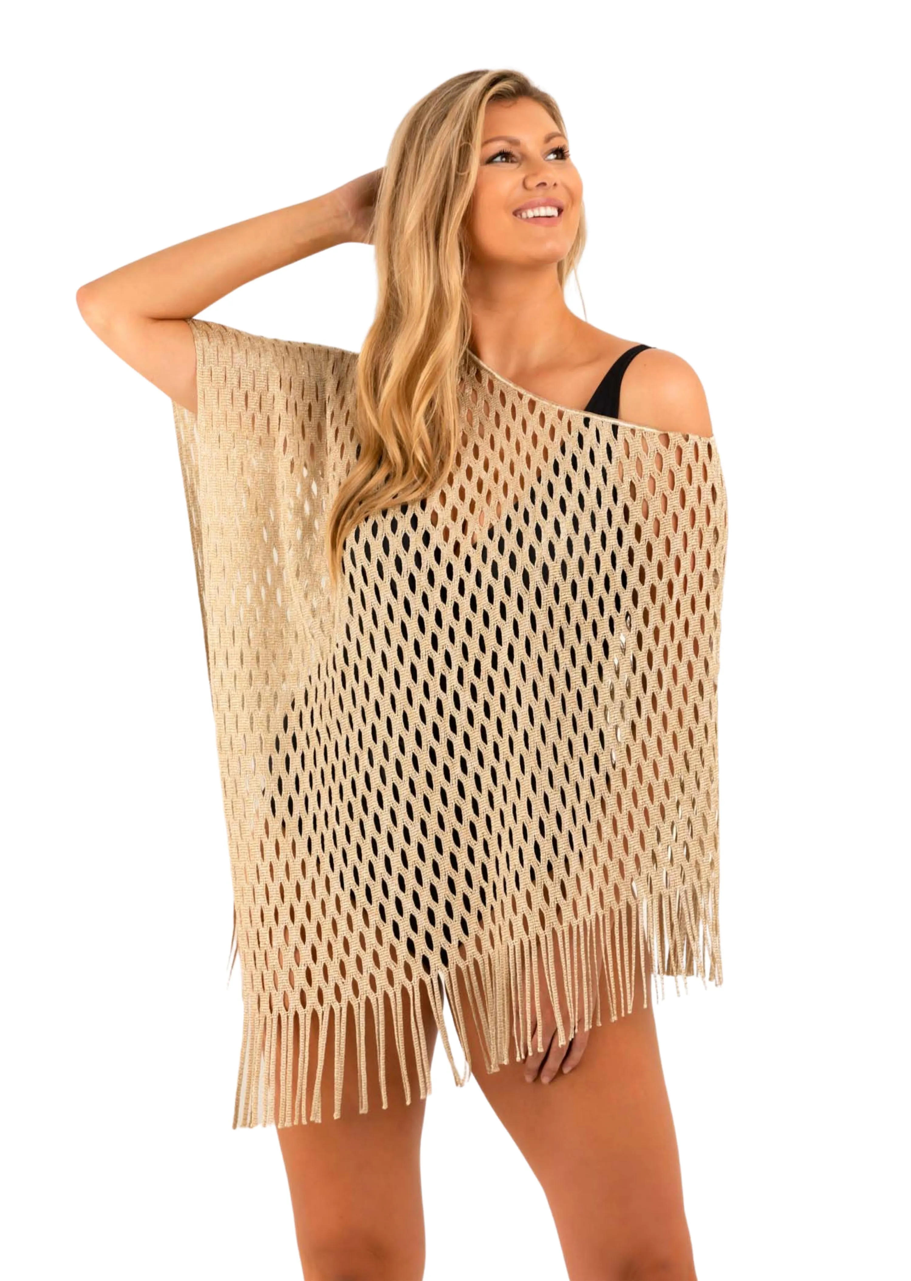 Open Mesh Gold Poncho (style 619)