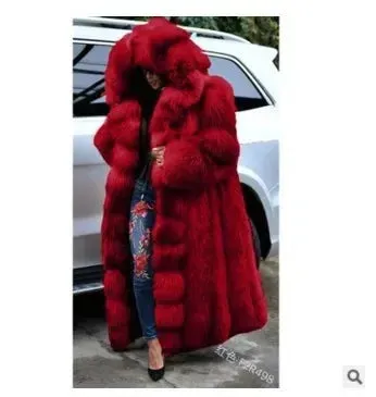 Pamela Faux Fur Large Hooded Faux Fur Coat