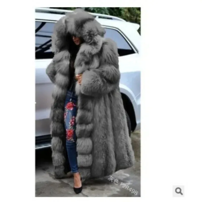 Pamela Faux Fur Large Hooded Faux Fur Coat