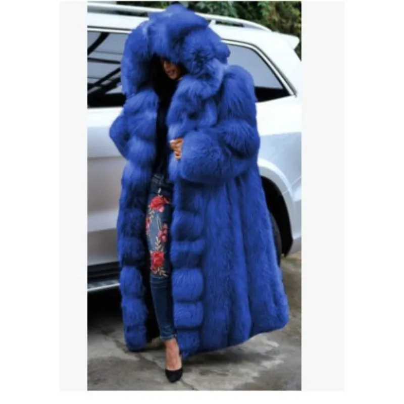 Pamela Faux Fur Large Hooded Faux Fur Coat