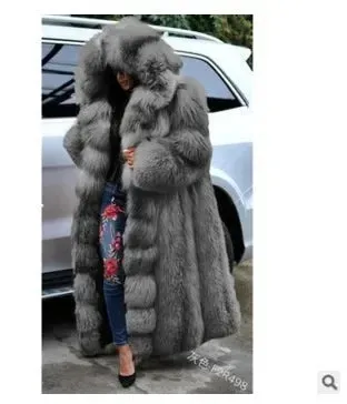 Pamela Faux Fur Large Hooded Faux Fur Coat