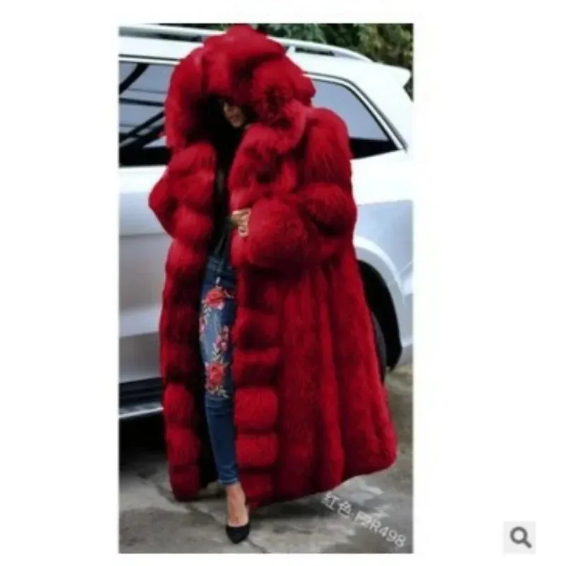 Pamela Faux Fur Large Hooded Faux Fur Coat