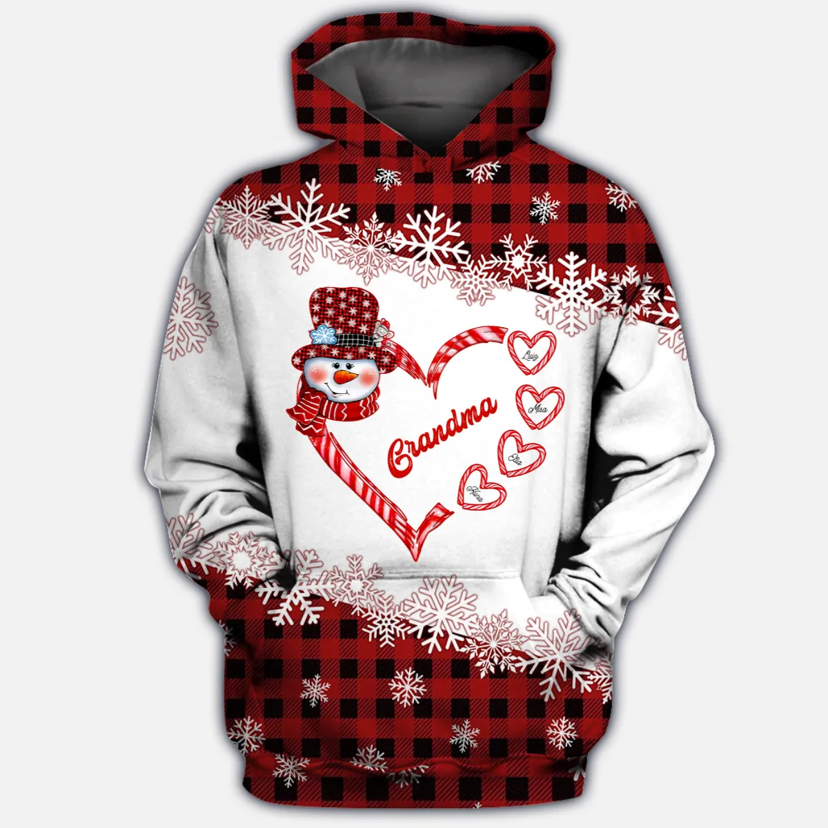 Personalized Grandma Snowman Grandkids Christmas Hoodie Christmas Gift For Nana Gigi Mom Hoodie