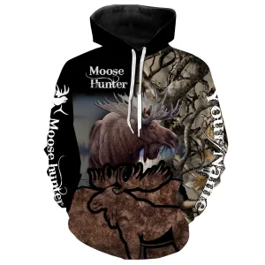 Personalized Moose Hunter 3D Hoodie Shirt, Gift for Men, Hunter Hoodie Zip Hoodie