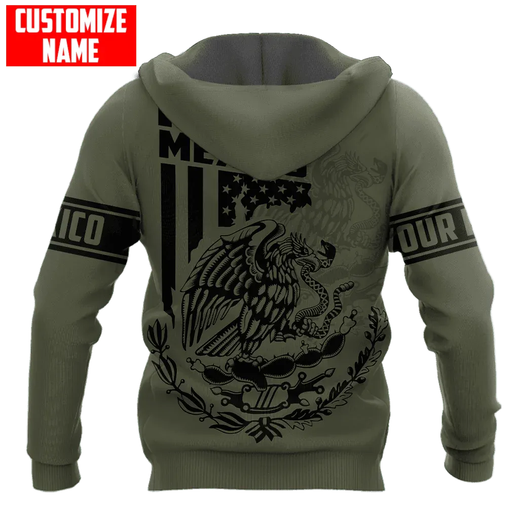 Personalized Name Mexico Unisex Hoodie, Eagle And Snake Mexican Hoodie, 3D Mexican Hoodies