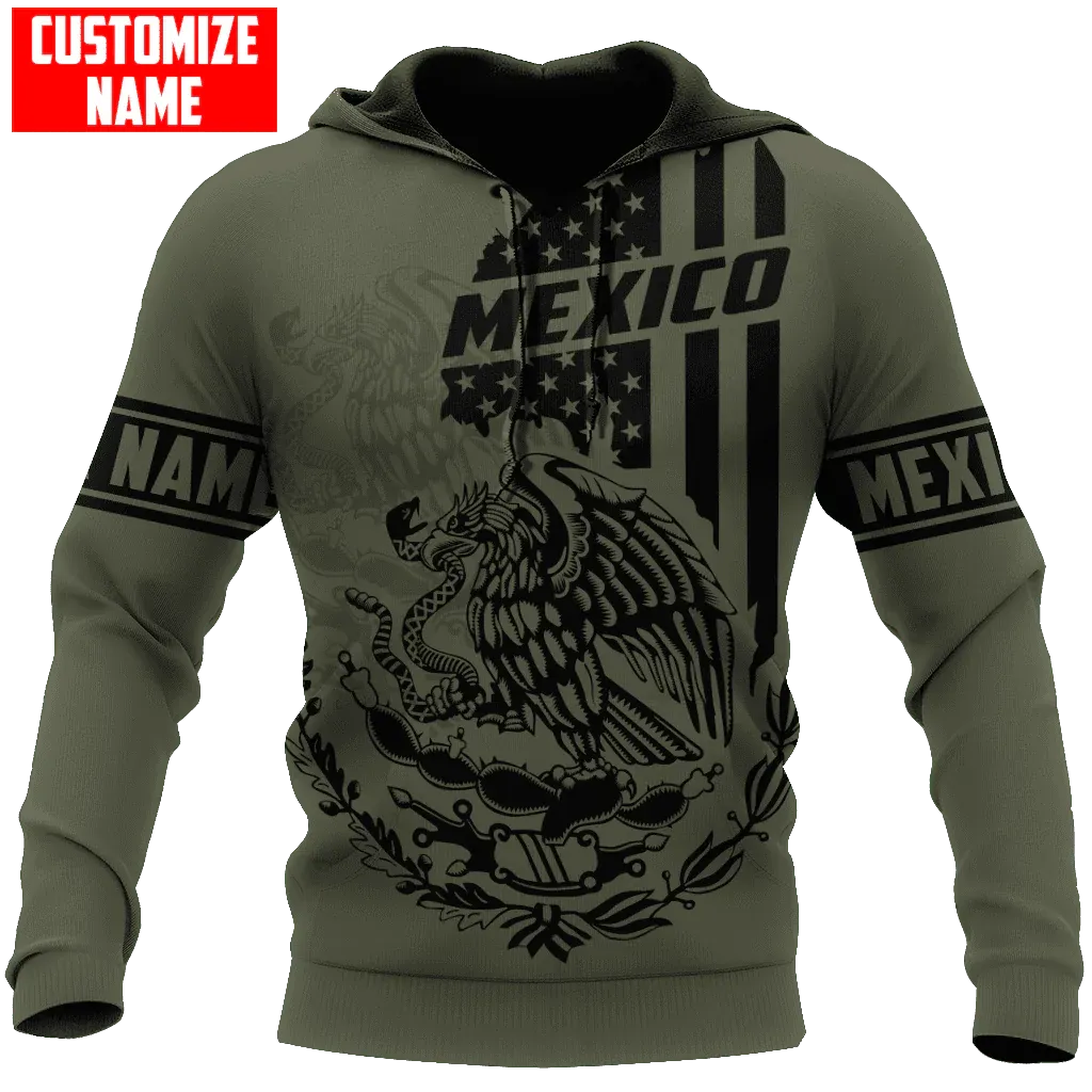 Personalized Name Mexico Unisex Hoodie, Eagle And Snake Mexican Hoodie, 3D Mexican Hoodies