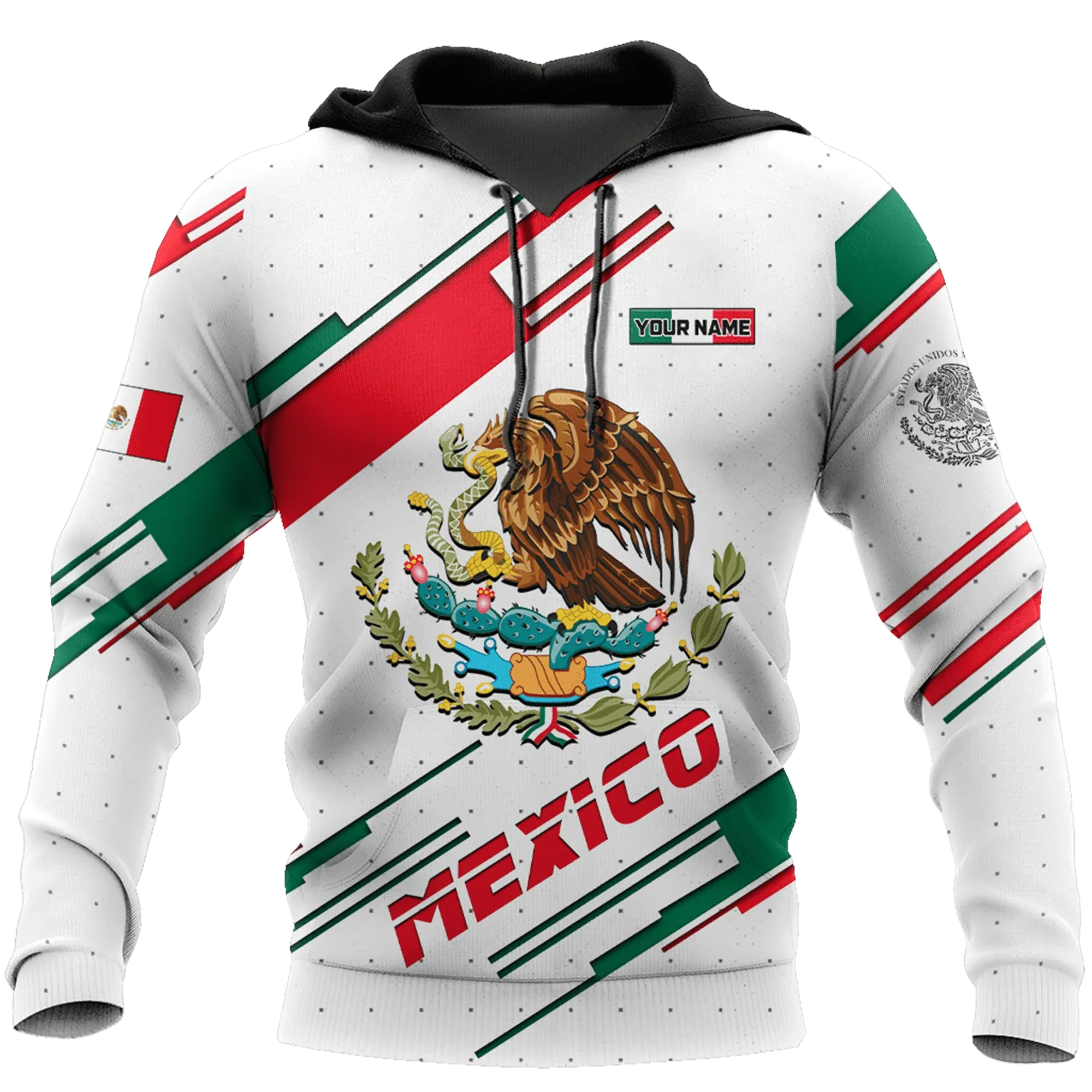 Personalized Name Mexico Unisex Hoodie, Eagle And Snake Mexican Hoodie, 3D Mexican Hoodies