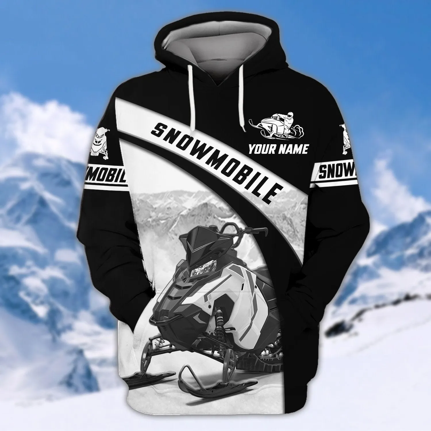 Personalized Name Snowmobile Black 3D Sweatshirt, Hoodie Zip Hoodie, Idea Gift for Christmas