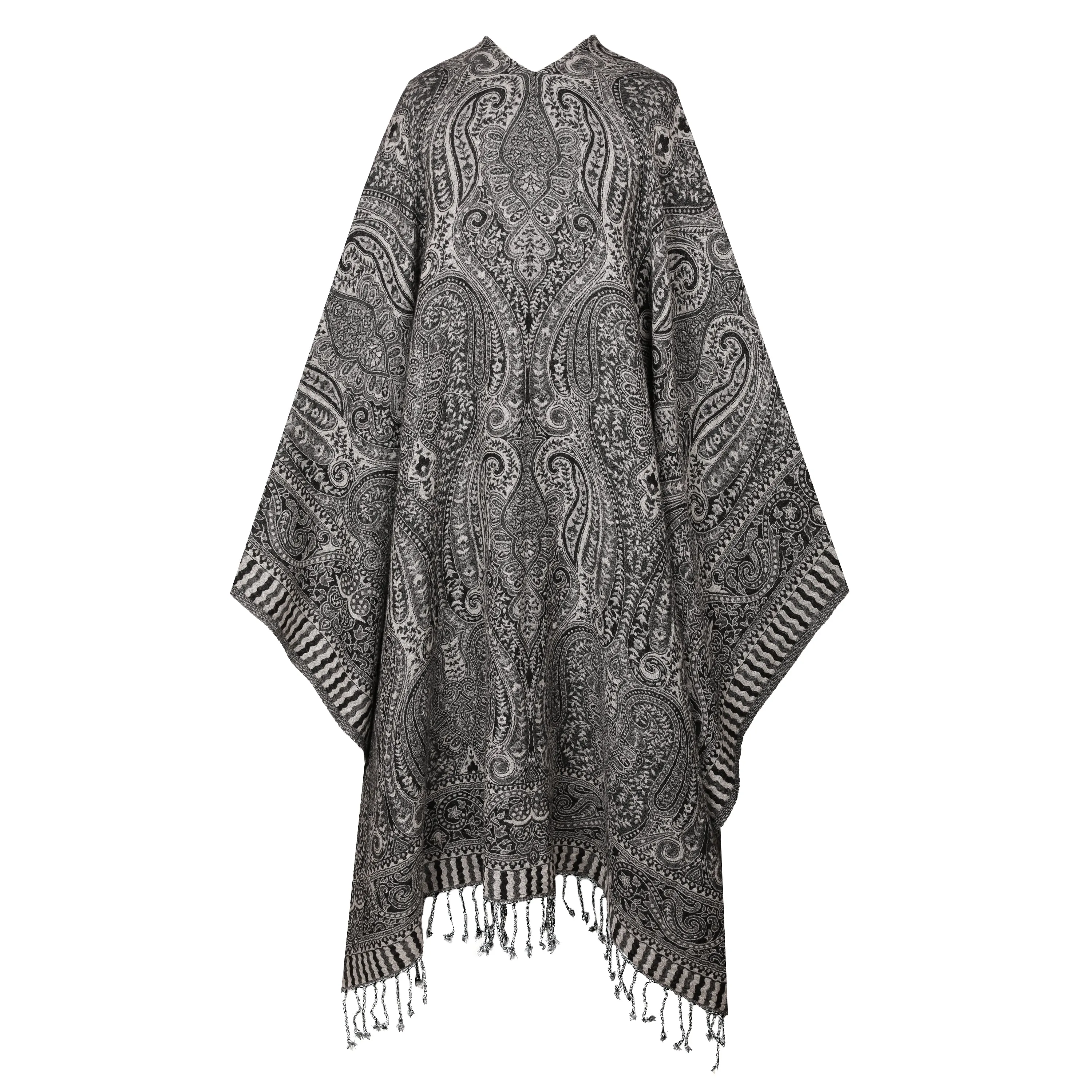 Piccadilly Paisley Boiled Wool Poncho