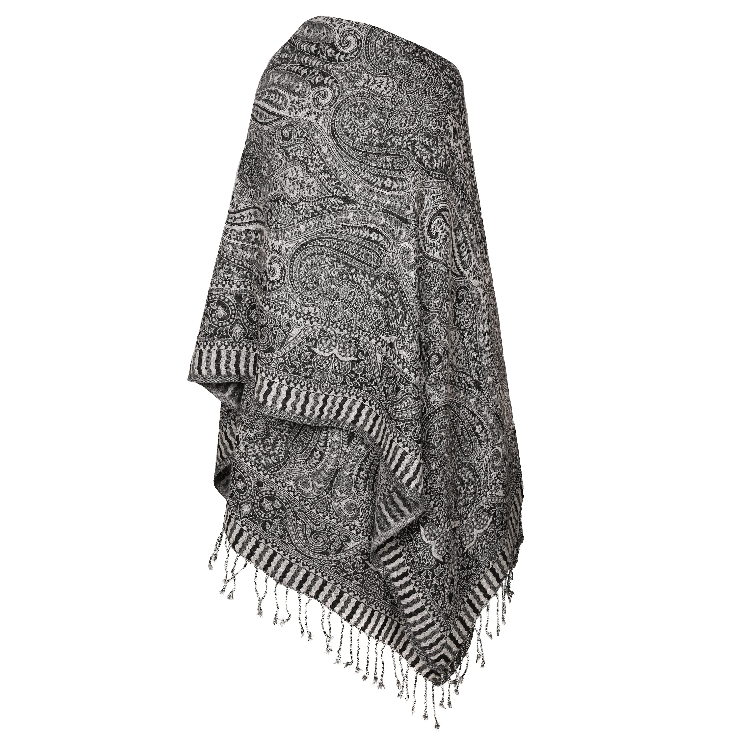 Piccadilly Paisley Boiled Wool Poncho