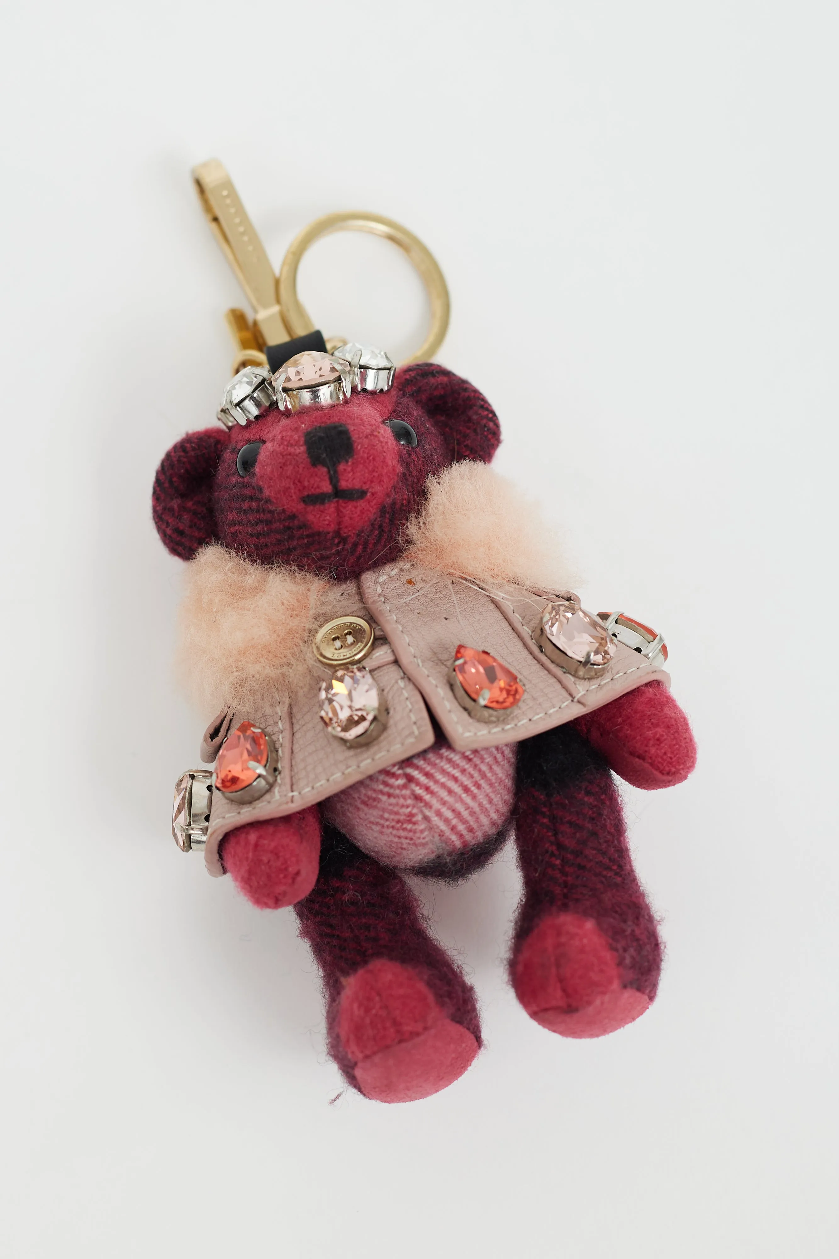 Pink Teddy Bear Crystal Keychain