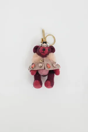 Pink Teddy Bear Crystal Keychain