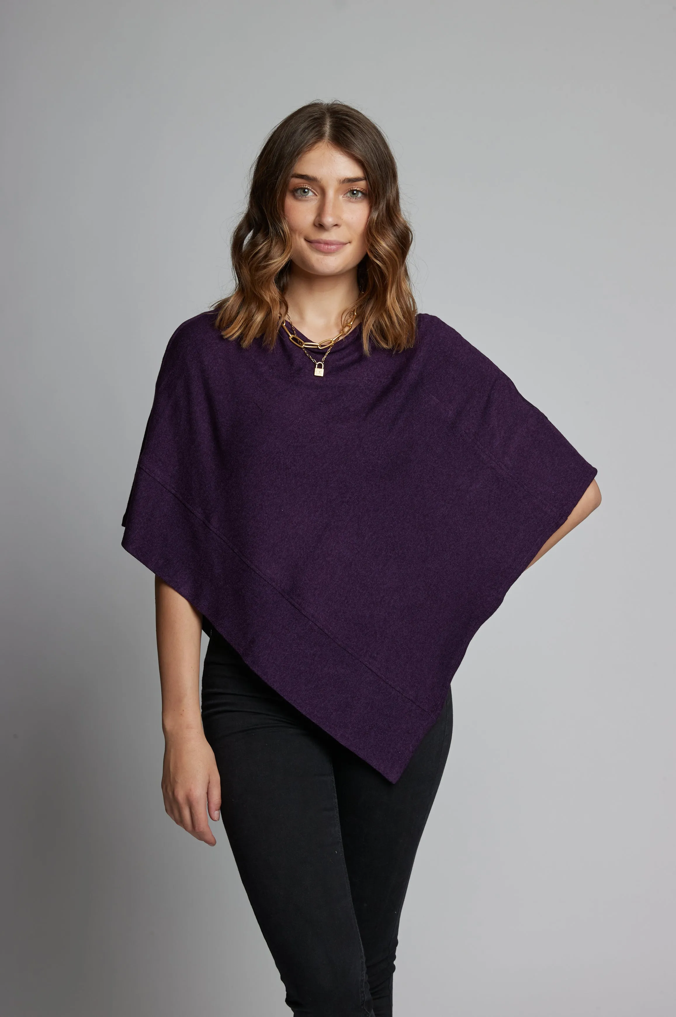 Poncho Sweater Wrap in Rayon Cotton Modal Blend