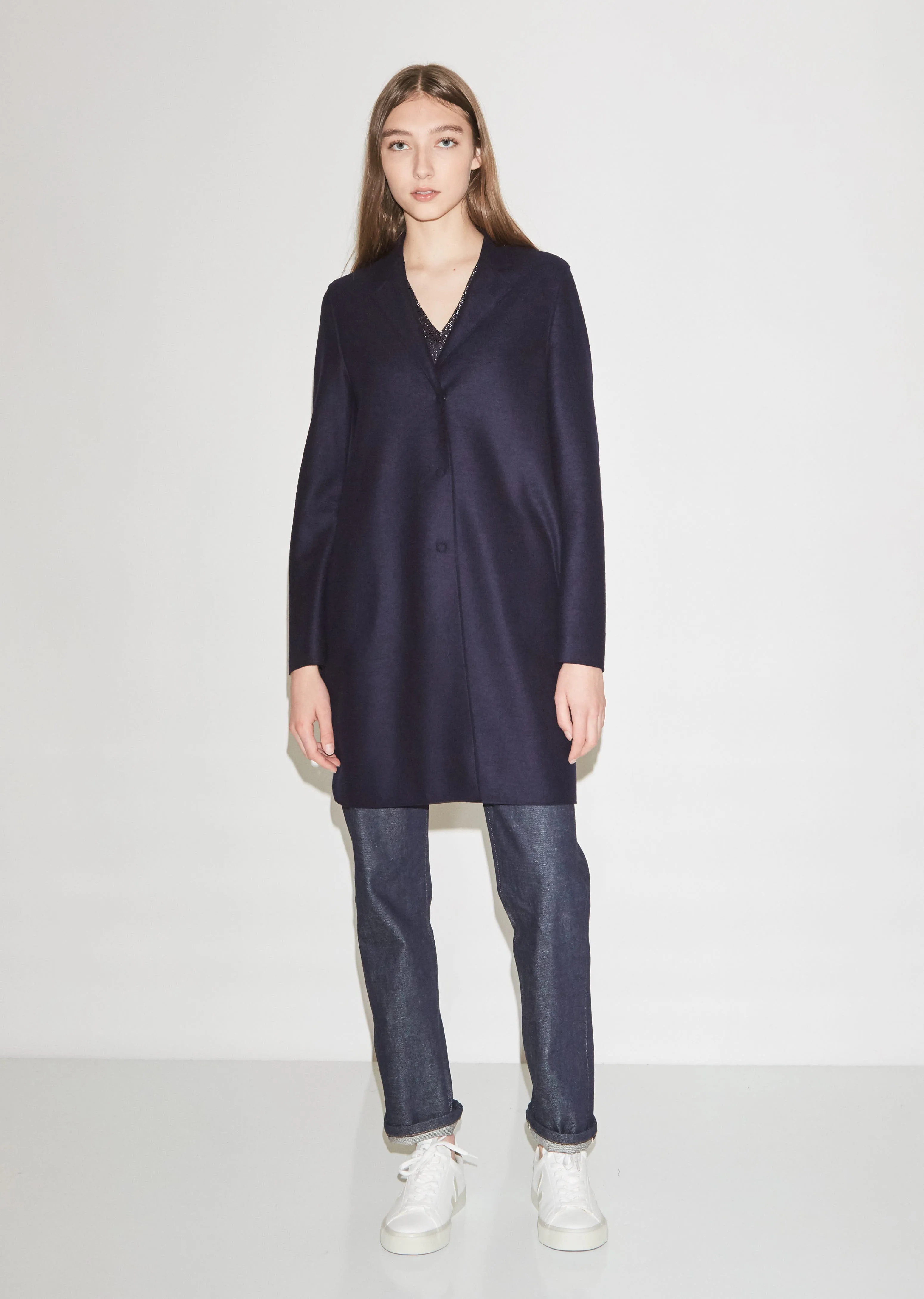 Pressed Wool Cocoon Coat