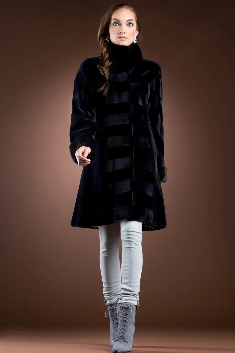 Reversible Horizontal Sheared & Long Haired Mink Fur Coat