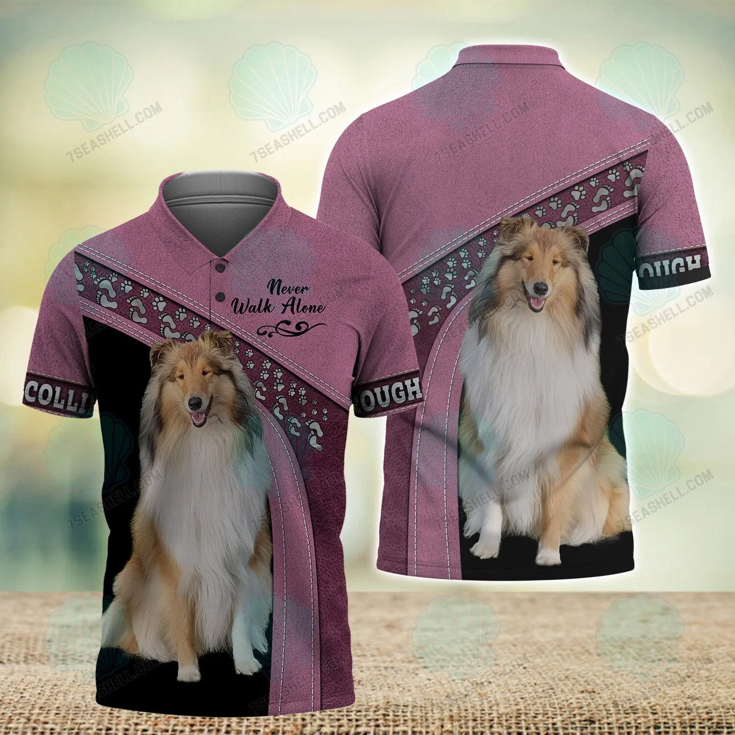 Rough Collie Love Never Walk Alone 3D Full Print Shirts, Christmas Dog Memorial Gifts for loss of Dog