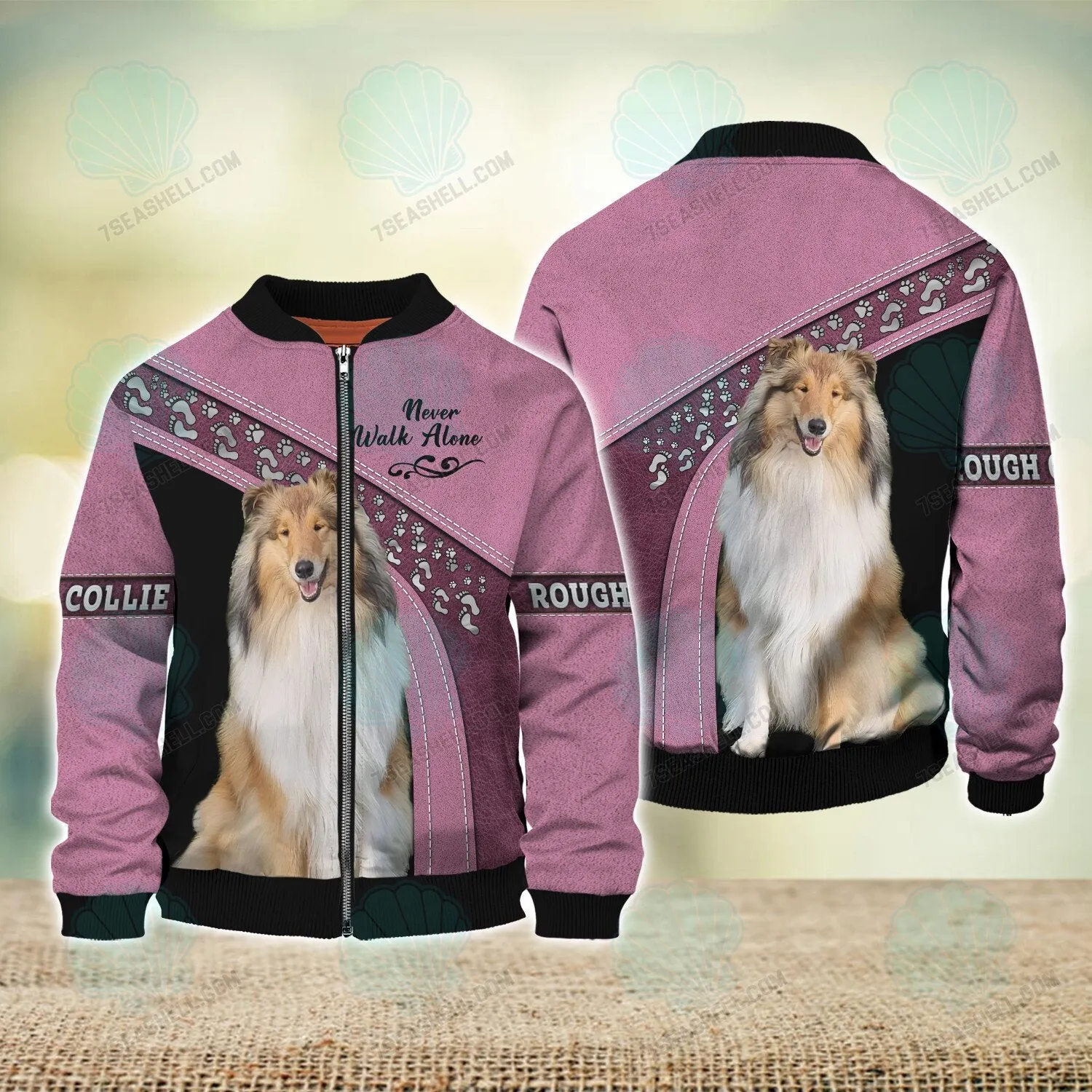 Rough Collie Love Never Walk Alone 3D Full Print Shirts, Christmas Dog Memorial Gifts for loss of Dog