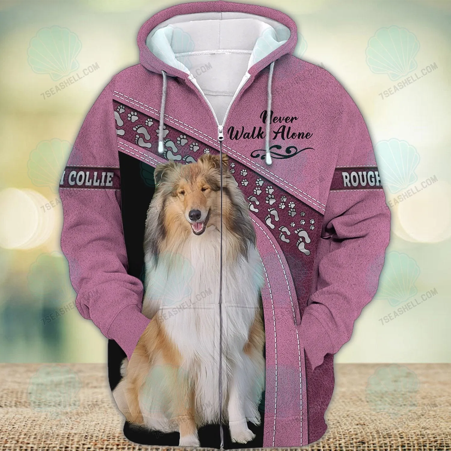 Rough Collie Love Never Walk Alone 3D Full Print Shirts, Christmas Dog Memorial Gifts for loss of Dog