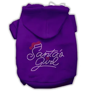 Santa's Girl Rhinestone Dog Hoodie Purple L (14)