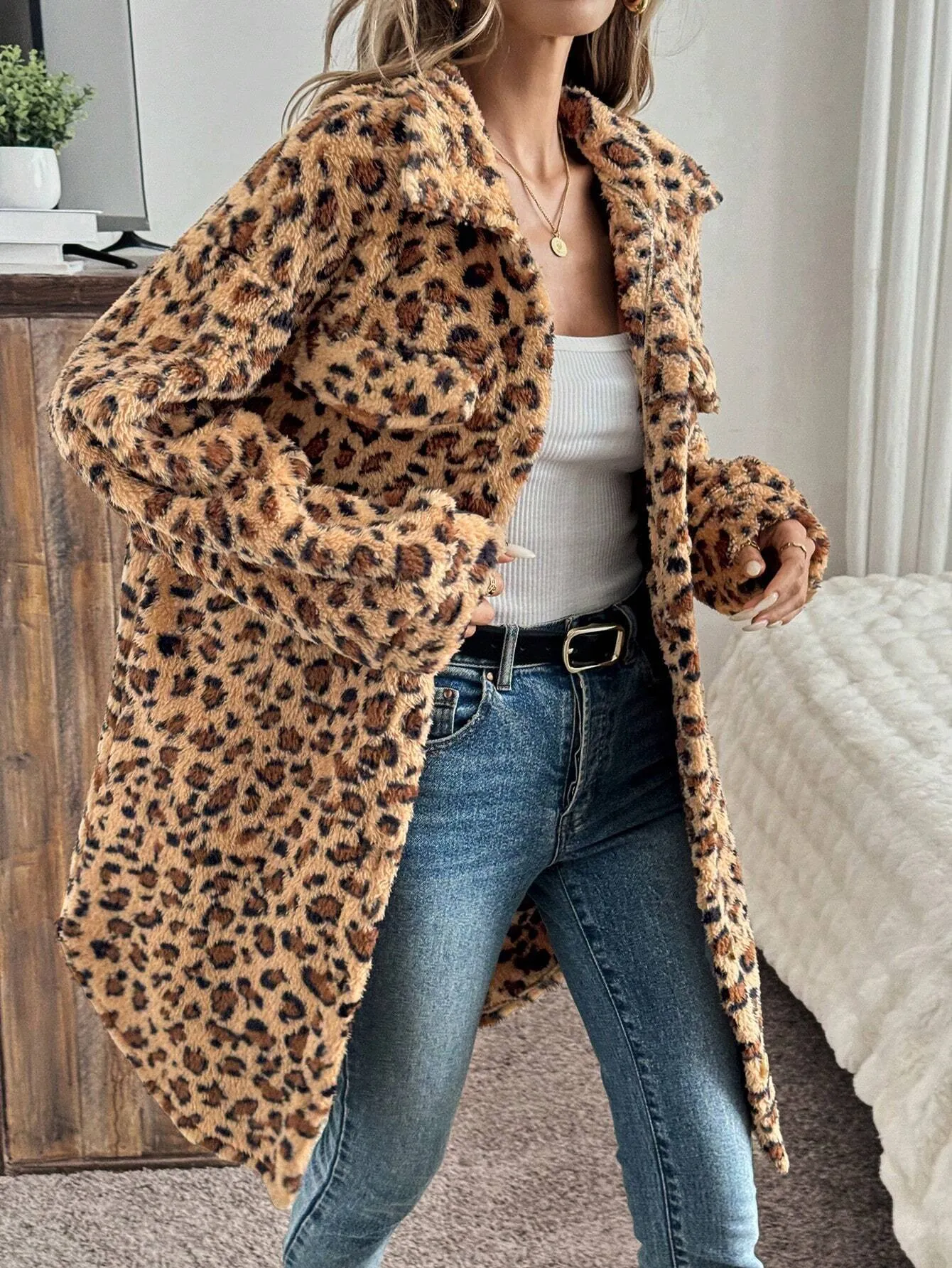 Savannah Plush Leopard Teddy Coat