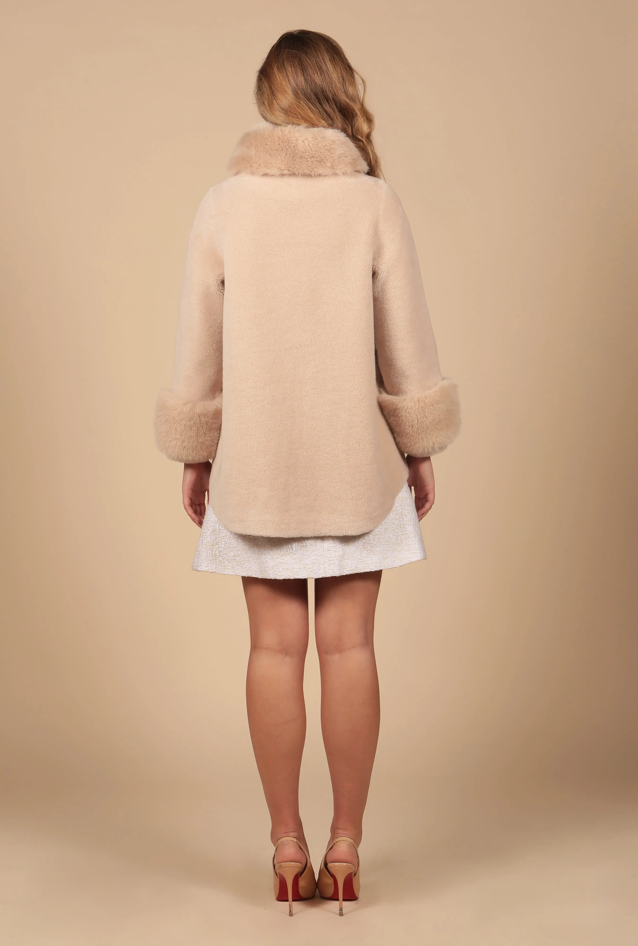 'Scarlett' Wool Cape Coat in Cammello