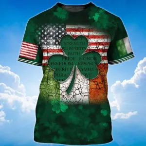 Shamrock Flag American Ireland Irish 3D Shirt, My Nation My Heritage T-Shirt, St Patrick's Day T-Shirt