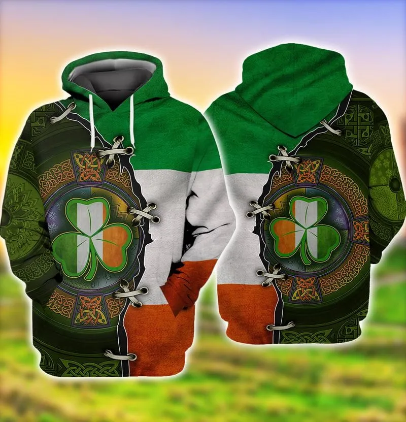 Shamrock Ireland Flag Pattern 3D Shirt, Happy Patrick's Day Shirt, Idea Shirt For Patrick Day