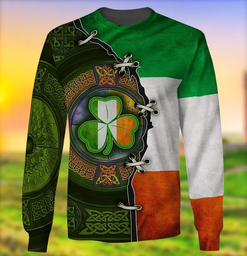 Shamrock Ireland Flag Pattern 3D Shirt, Happy Patrick's Day Shirt, Idea Shirt For Patrick Day