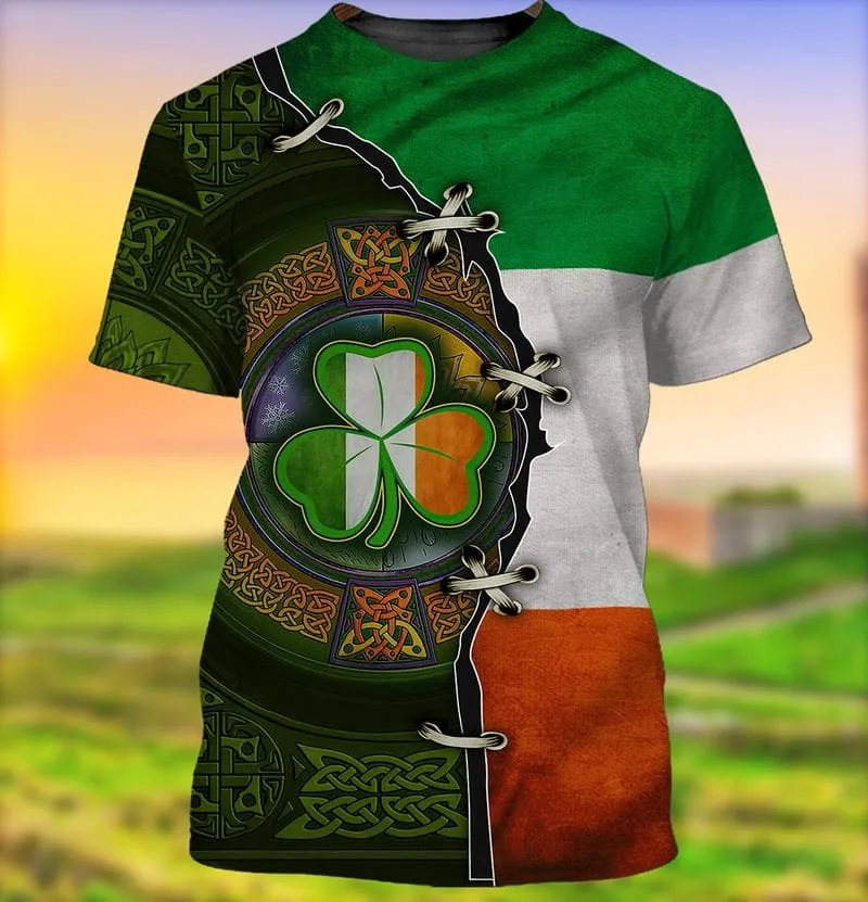 Shamrock Ireland Flag Pattern 3D Shirt, Happy Patrick's Day Shirt, Idea Shirt For Patrick Day