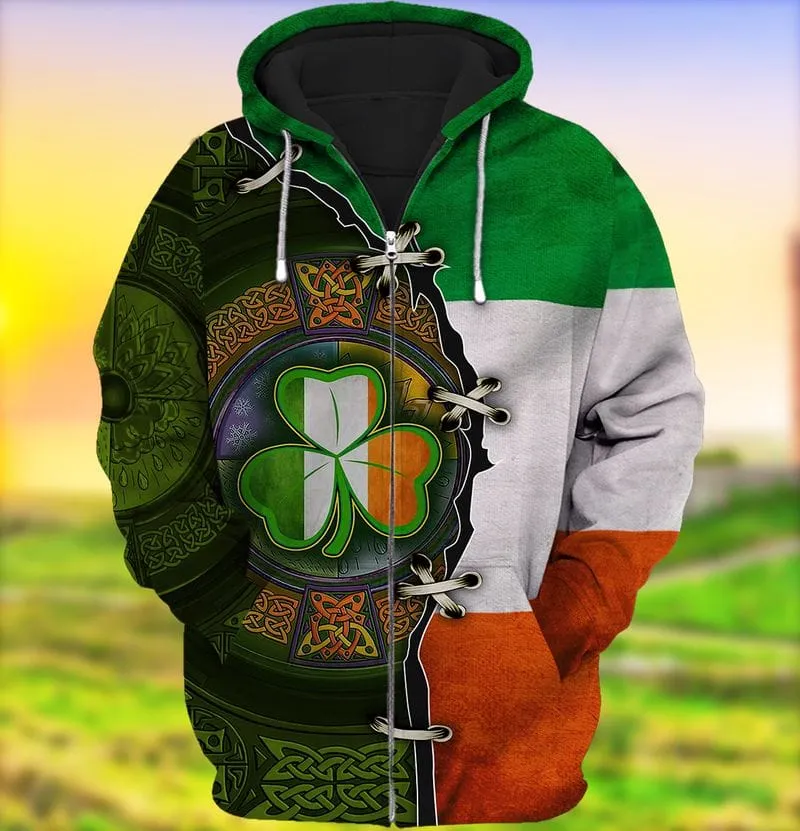 Shamrock Ireland Flag Pattern 3D Shirt, Happy Patrick's Day Shirt, Idea Shirt For Patrick Day