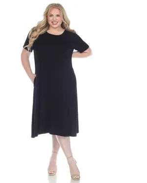 Short Sleeve Midi Dress | Black