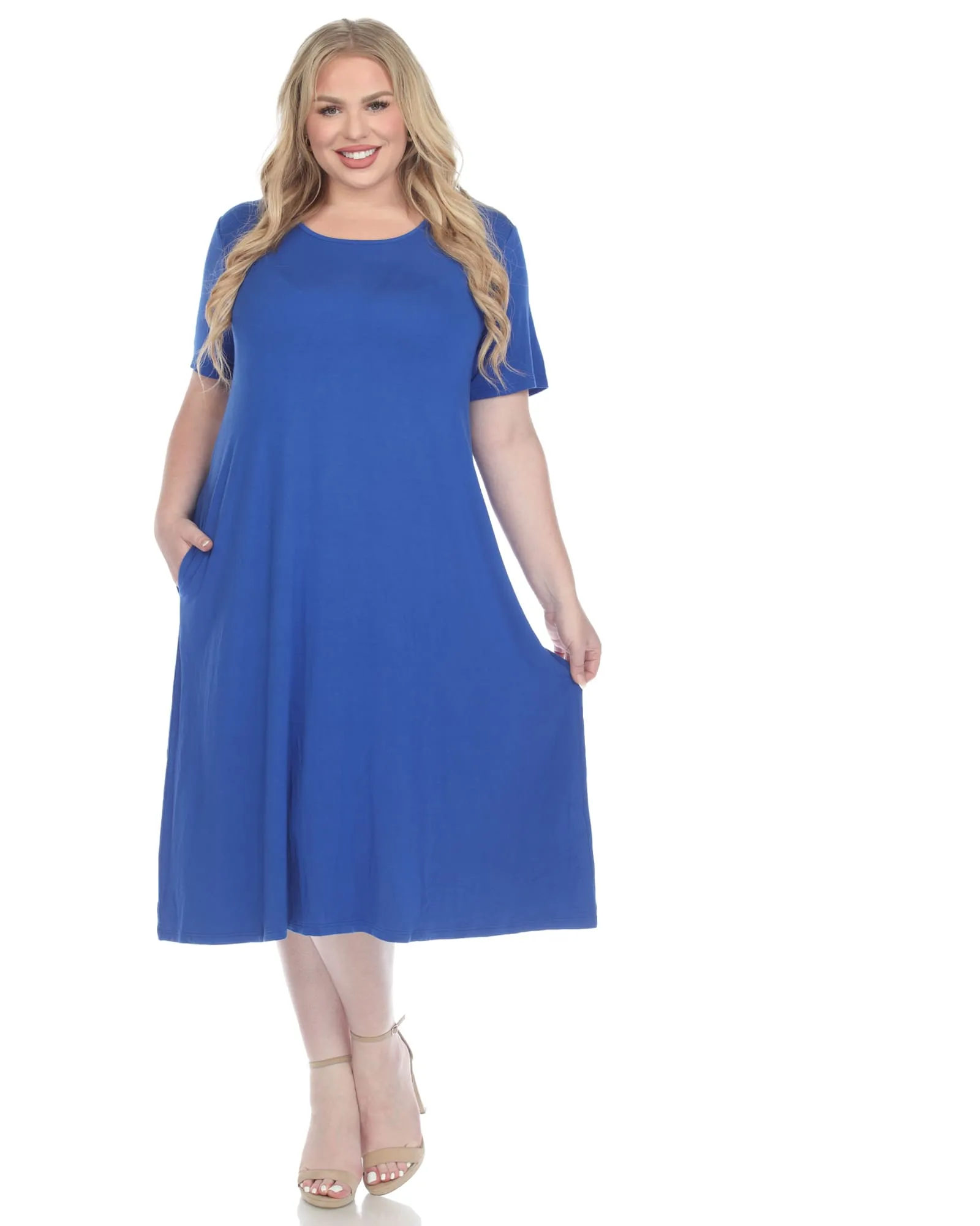 Short Sleeve Midi Dress | Royal