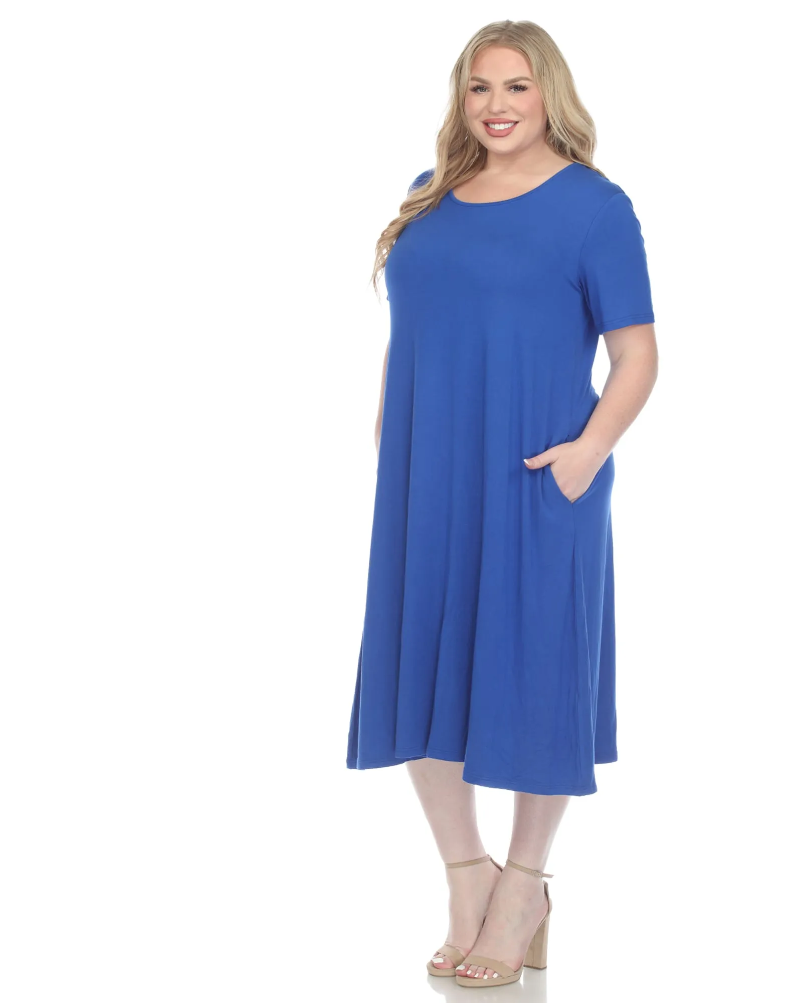 Short Sleeve Midi Dress | Royal