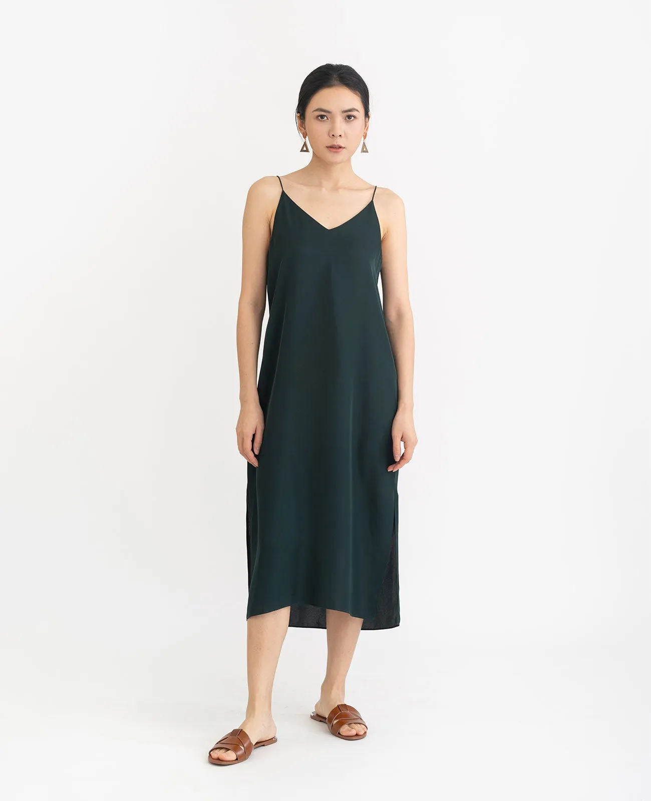 Silk V Neck Slip Dress