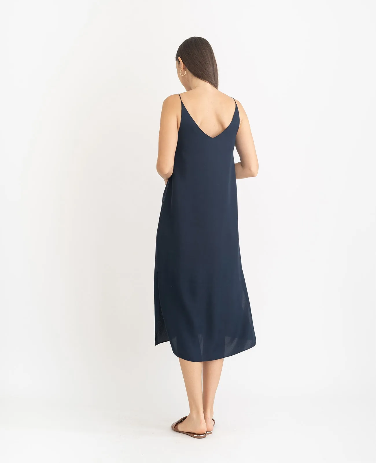 Silk V Neck Slip Dress