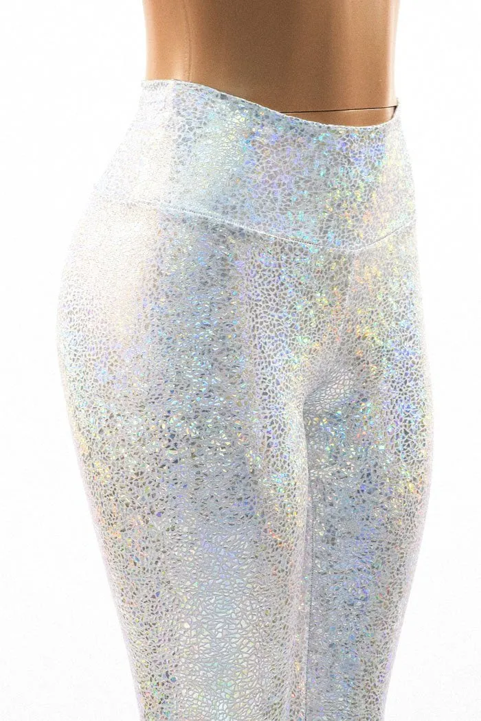 Silvery White High Waist Leggings