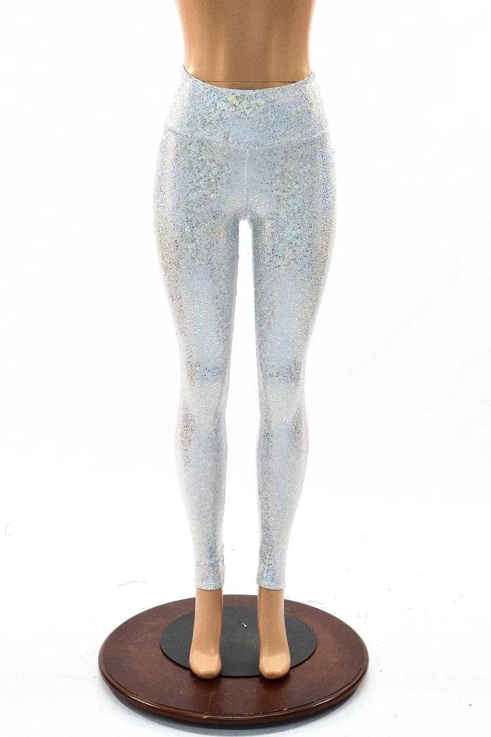 Silvery White High Waist Leggings