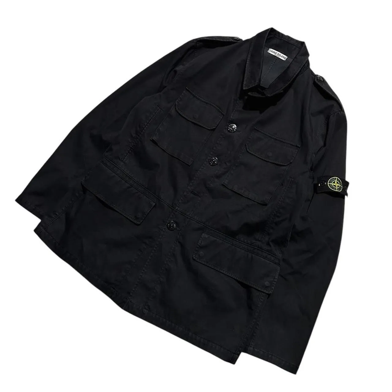 Stone Island Black Trench Coat