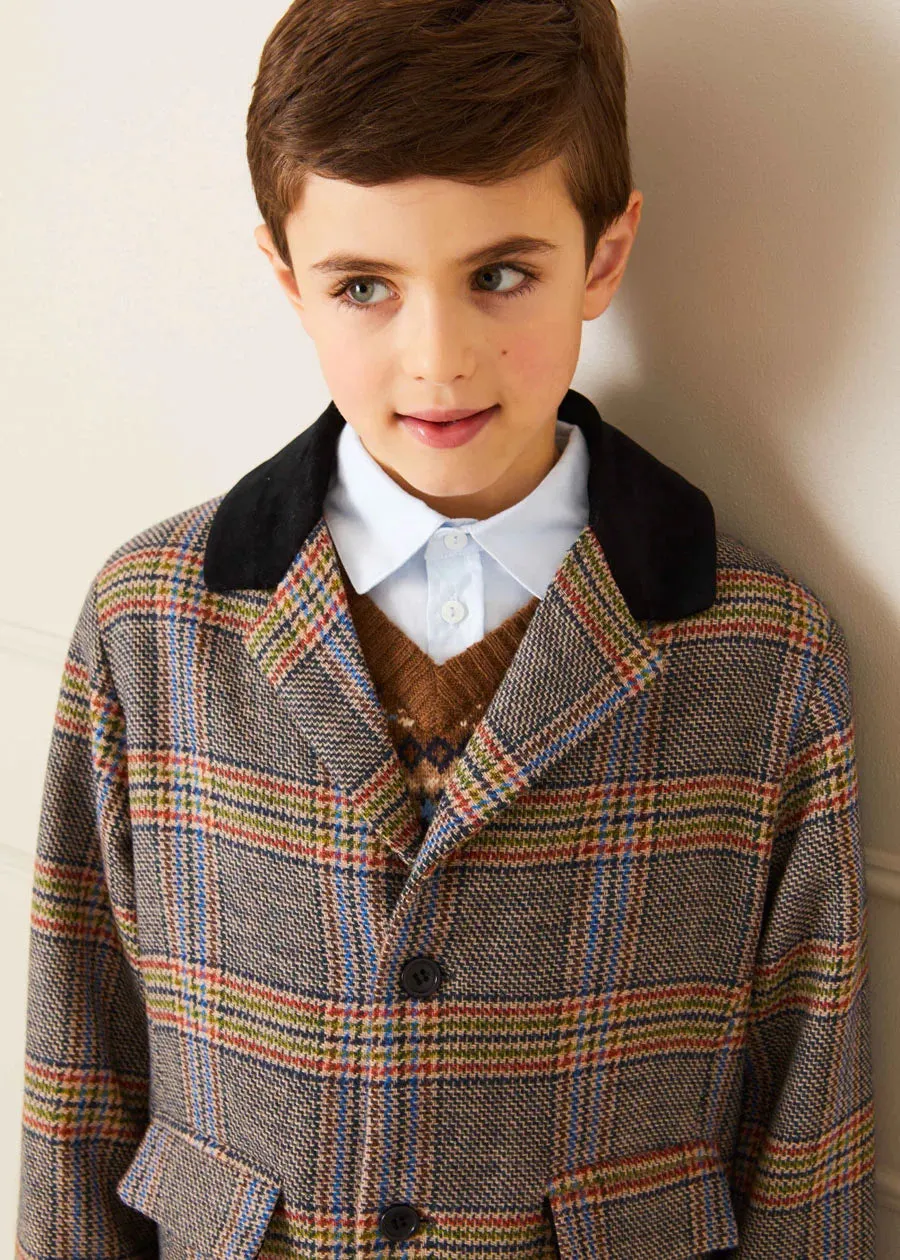 Sutherland Check Tailored Coat in Green (4-10yrs)