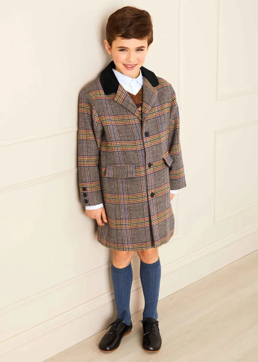 Sutherland Check Tailored Coat in Green (4-10yrs)