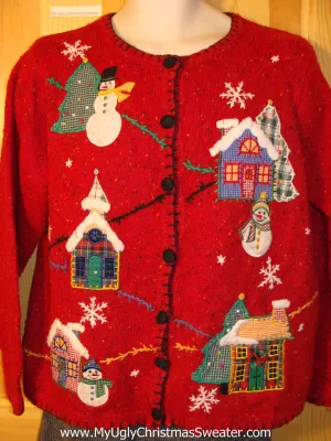 Tacky Cheap Ugly Christmas Sweater Town in a Winter Wonderland (f667)