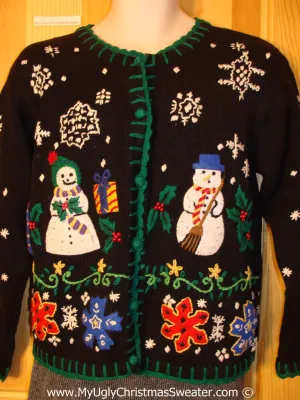 Tacky Christmas Sweater Nordic with Mr. and Mrs. Snowman (f1352)