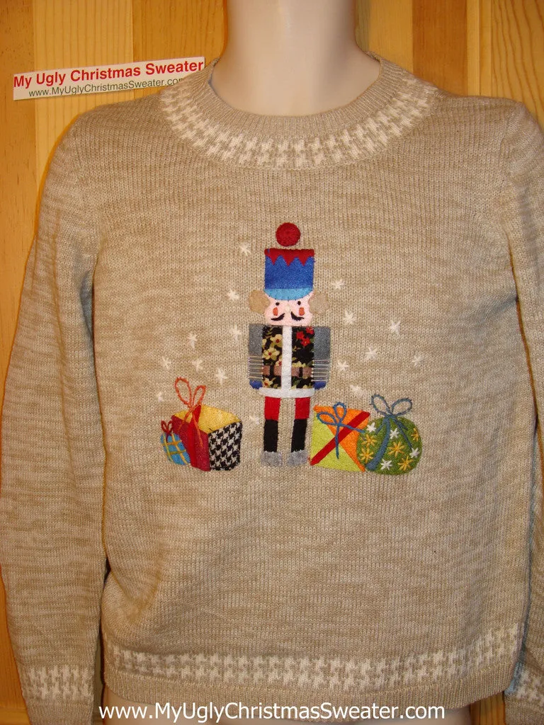 Tacky Ugly Christmas Sweater with Festive Nutcracker (f63)